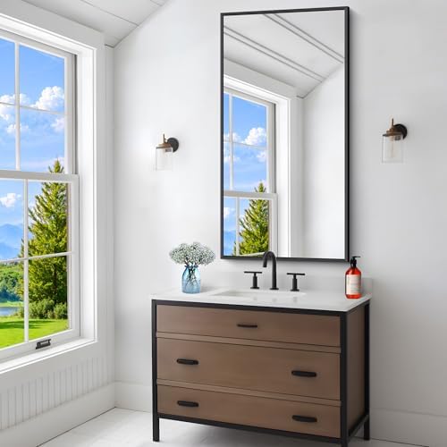 BONEWEI 24x48 Inch Black Wall Mirror