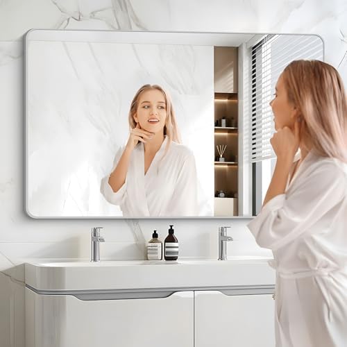 CIVENO 36x48 Inch Silver Wall Mirror with Rounded Corners
