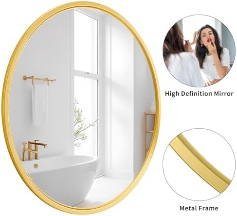 Black 20 Inch Round Wall Mirror with Metal Frame