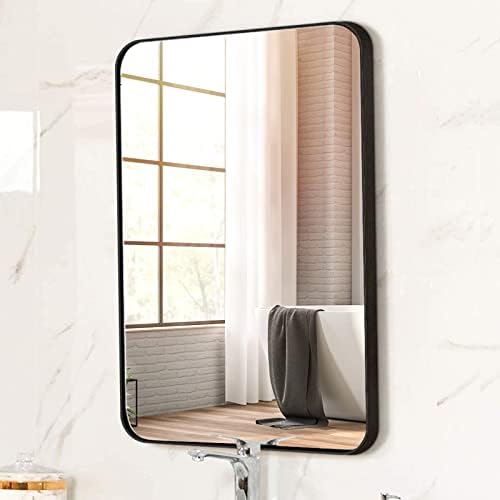 22 x 30 Black Wall Mount Mirror with Metal Frame