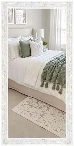 Tanmicoshomy 24x47 Inch Rectangle Wall Mirror with Natural Shell Frame
