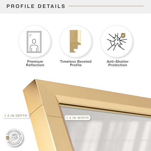 MCS 265x385 Gold Rectangle Wall Mirror 1