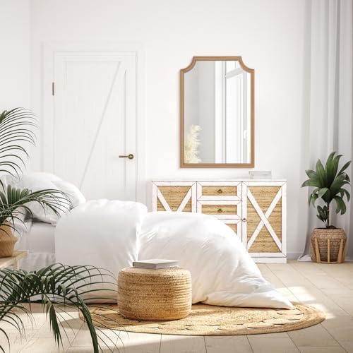 HOMECOOKIN 24x36 Scalloped Wood Wall Mirror 1