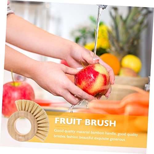 Bamboo Dish Brush Ring for Cleaning Fruits Vegetables and Kitchen Use