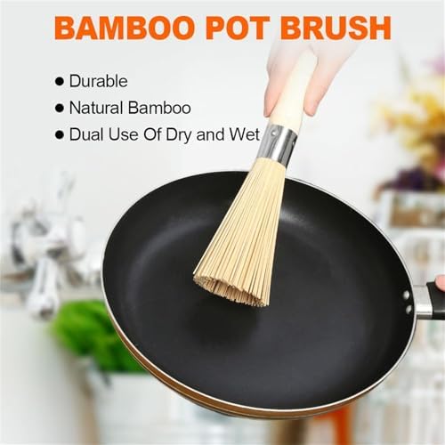 Natural Wok Cleaning Brush Set 20cm Beige Handle