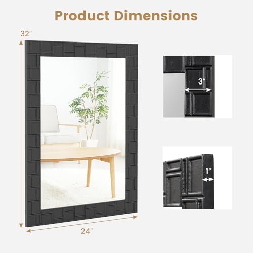 CHARMAID Wall Mirror 32x24 Wood Frame Decor