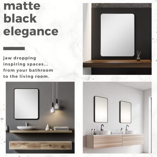 Matte Black Wall Mounted Mirror 22x28