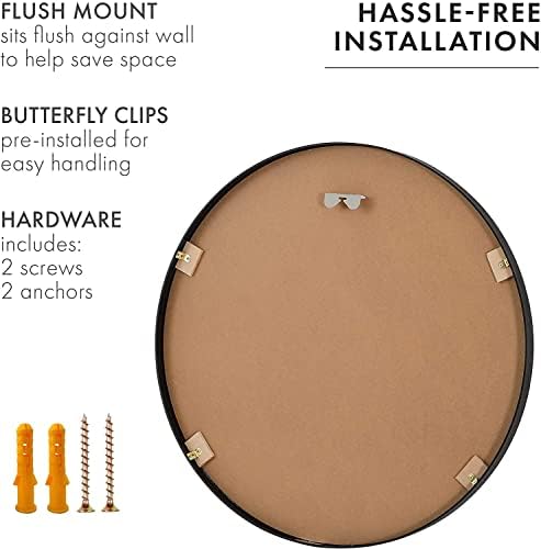 SHERBECK 24 Inch Round Black Mirror for Bathroom and Living Room