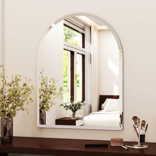 XRAMFY 24x26 Frameless Bathroom Mirror with Beveled Edge