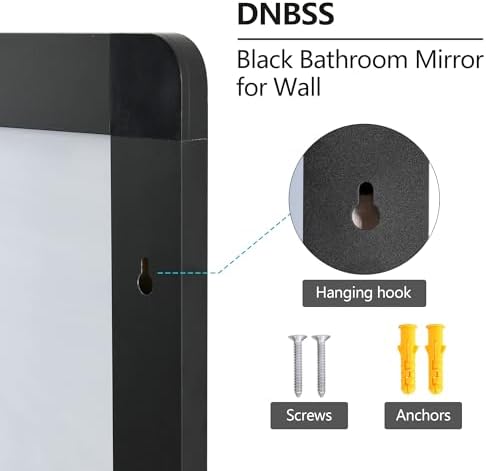 Black Metal Framed Bathroom Mirror 24x32 Inch Matte Black