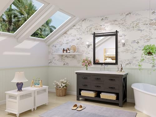 Farmhouse Bathroom Mirror 24x36 Inch Wood Framed Black