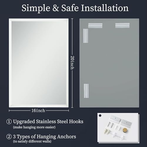 TITAMEG 16x20 Inch Frameless Wall Mirror