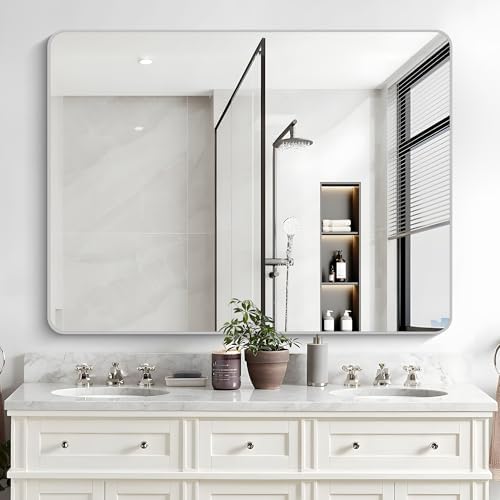CIVENO 36x48 Inch Silver Wall Mirror with Rounded Corners