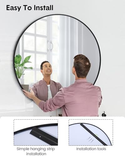 GAOMON 20 Inch Matte Black Round Mirror