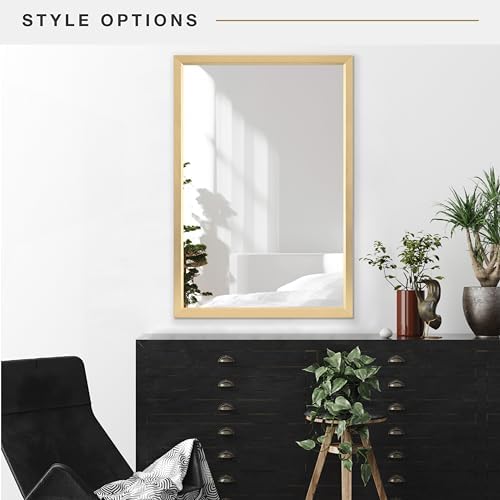 MCS 265x385 Gold Rectangle Wall Mirror 1