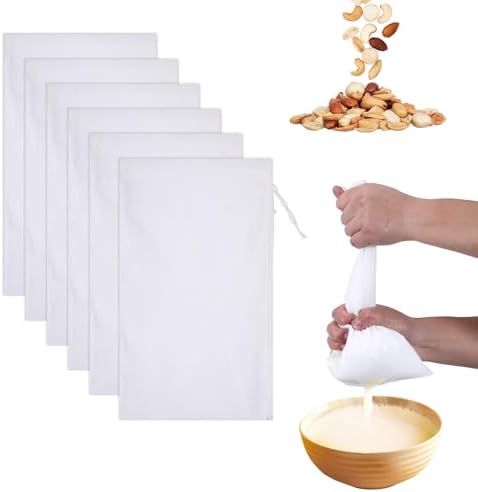 Xthrotsenk 6 Pack Nut Milk Bags Reusable Food Strainer