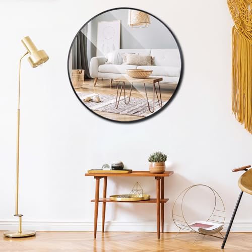 SUPER DEAL 30 Inch Round Mirror with Metal Frame