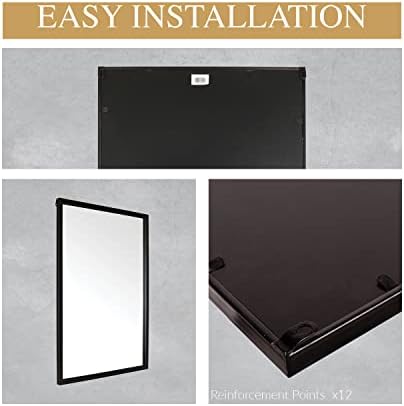 Mirrorize Large Wall Mirror 35x24 Black Metal Frame