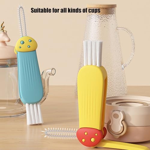 3 in 1 Cup Lid Cleaning Brush Set with Hook and Interchangeable Heads