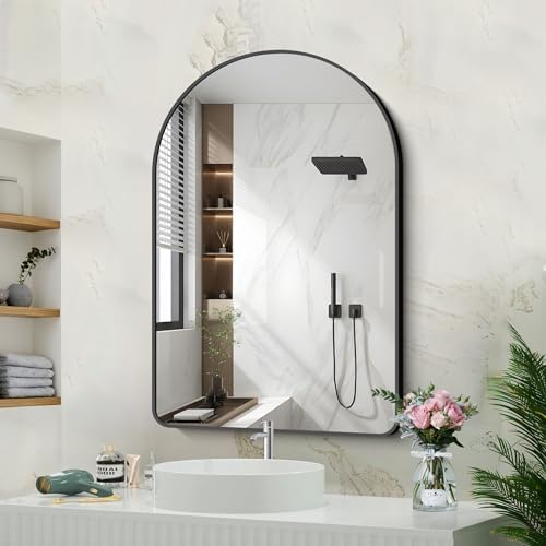 GLASHOM Arched Black Mirror 26x38 Wall Mounted