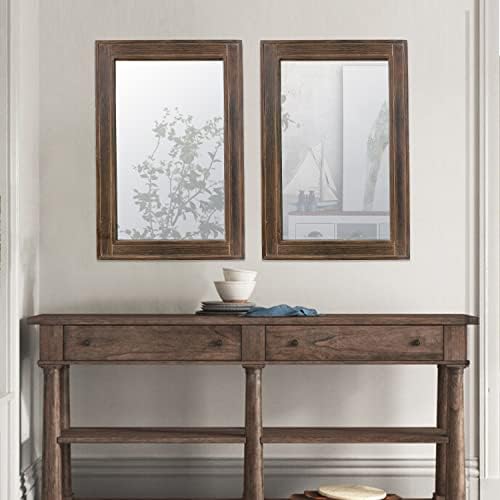 Sintosin Farmhouse Bathroom Mirror 24x36 Wood Frame