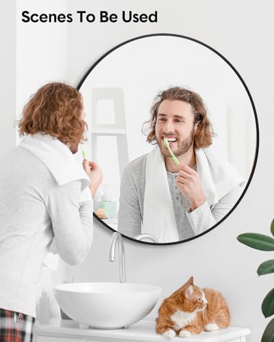 GAOMON 20 Inch Matte Black Round Mirror