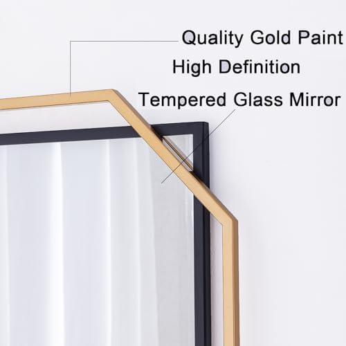 Large Decorative Bathroom Mirror 24x36 Gold Black Metal Frame