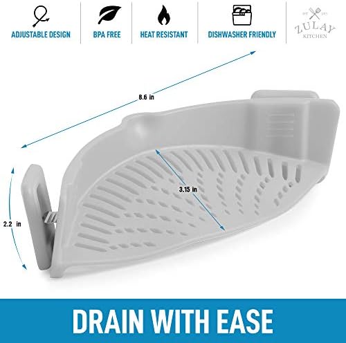 Zulay Adjustable Silicone Strainer - Food Grade Heat Resistant for Pots Pans