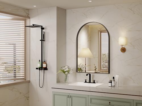 JIINGYO 24x36 Inch Black Arch Wall Mirror