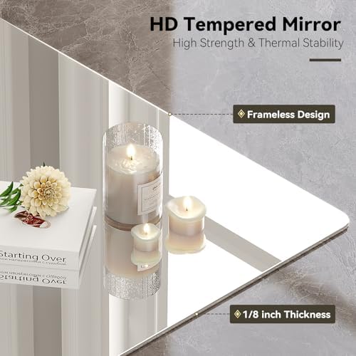 Brightify 24x48 Inch Frameless Tempered Glass Bathroom Mirror