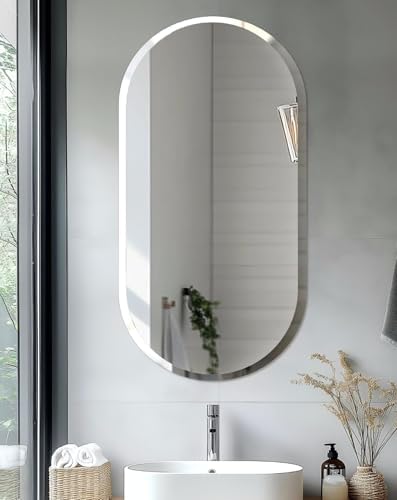 Artloge Frameless Oval Wall Mirror 40x20 Inch 1