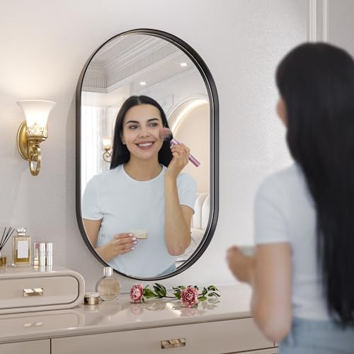 Brightify 24x40 Inch Black Oval Wall Mirror