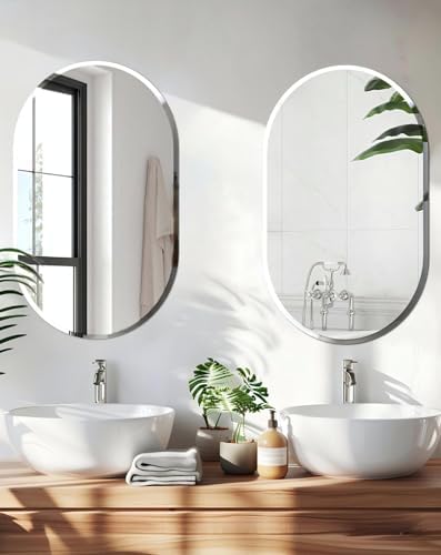 Artloge Frameless Oval Wall Mirror 40x20 Inch 1