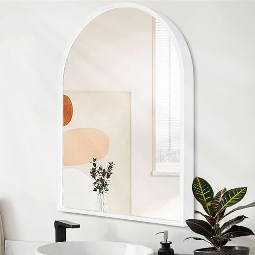 White Metal Framed Wall Mirror 26x18 Inch 1