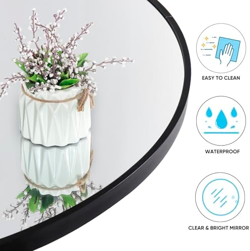 Smartxchoices 30 Inch Round Mirror with Metal Frame
