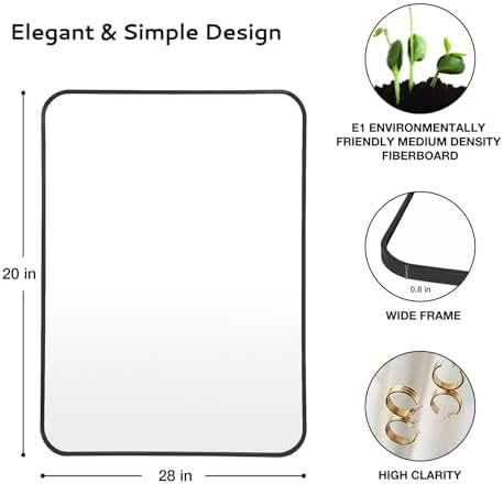 Puzonjig 20x28 Inch Rectangle Bathroom Mirror