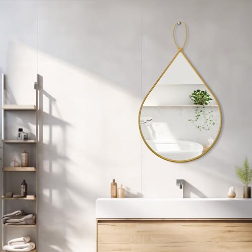 FEUFOAM Teardrop Wall Mirror 16x20 Inches Gold Frame