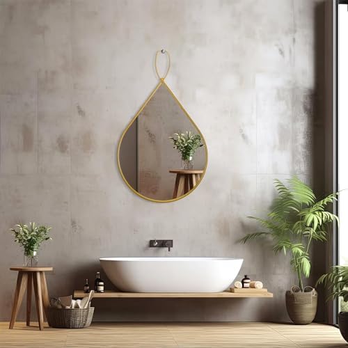 FEUFOAM Teardrop Wall Mirror 16x20 Inches Gold Frame