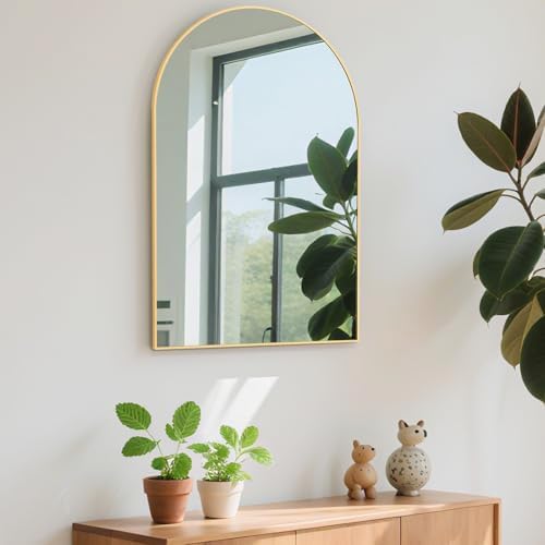 Arched Gold Bathroom Mirror 24x36 Inch