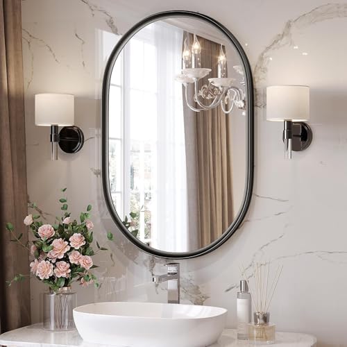 Black Oval Mirror 20x33 for Wall and Vanity
