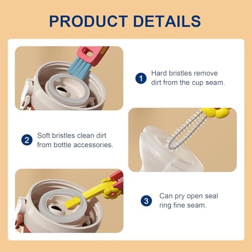GTUDOR 3 in 1 Cup Lid Cleaning Brush Set