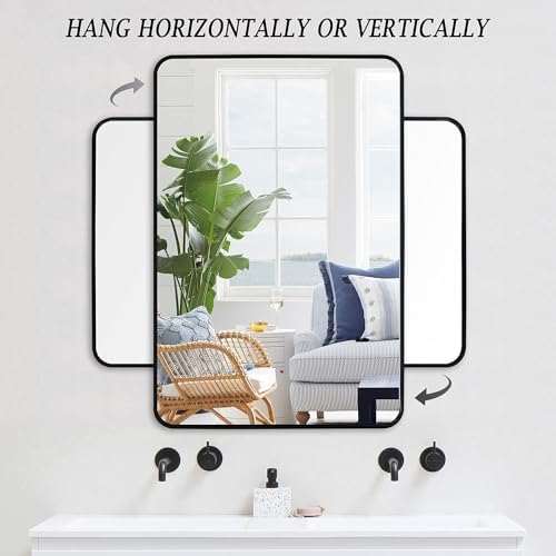 COREAET 30x48 Inch Black Wall Mirror 1