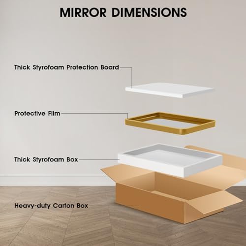 VSARHOUSE 36x30 Inch Black Metal Frame Bathroom Mirror