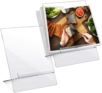 SHIUCS Acrylic Recipe Holder - Kitchen Display Stand for Cookbooks and Magazines