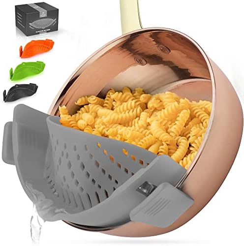 Zulay Adjustable Silicone Strainer - Food Grade Heat Resistant for Pots Pans