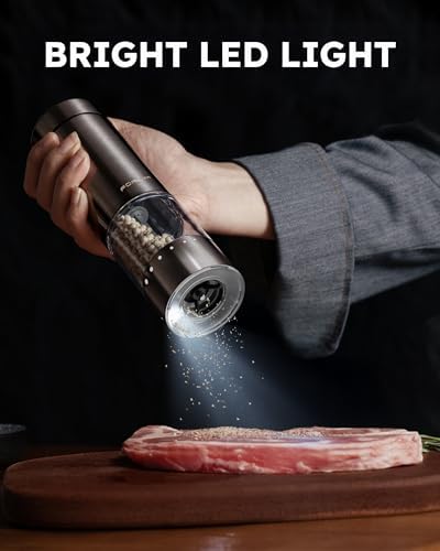 FORLIM Electric Salt Pepper Grinder Set with USB Rechargeable Adjustable Ceramic