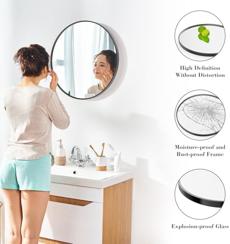 Sweetcrispy 24 Inch Black Round Wall Mirror 1