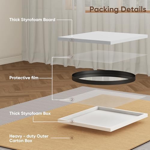 Furnbar 20 Inch Round Black Mirror with Metal Frame