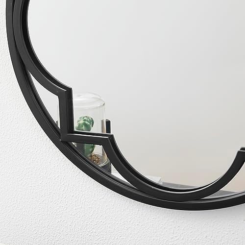 Glitzhome 24 Round Wall Mirror with Black Metal Frame