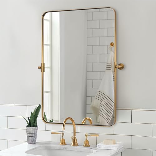MOON MIRROR Gold Pivot Wall Mirror 24x36